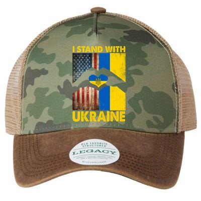 Support Ukraine I Stand With Us American Ukrainian Flag Legacy Tie Dye Trucker Hat
