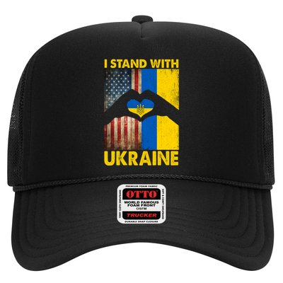 Support Ukraine I Stand With Us American Ukrainian Flag Trucker Hat