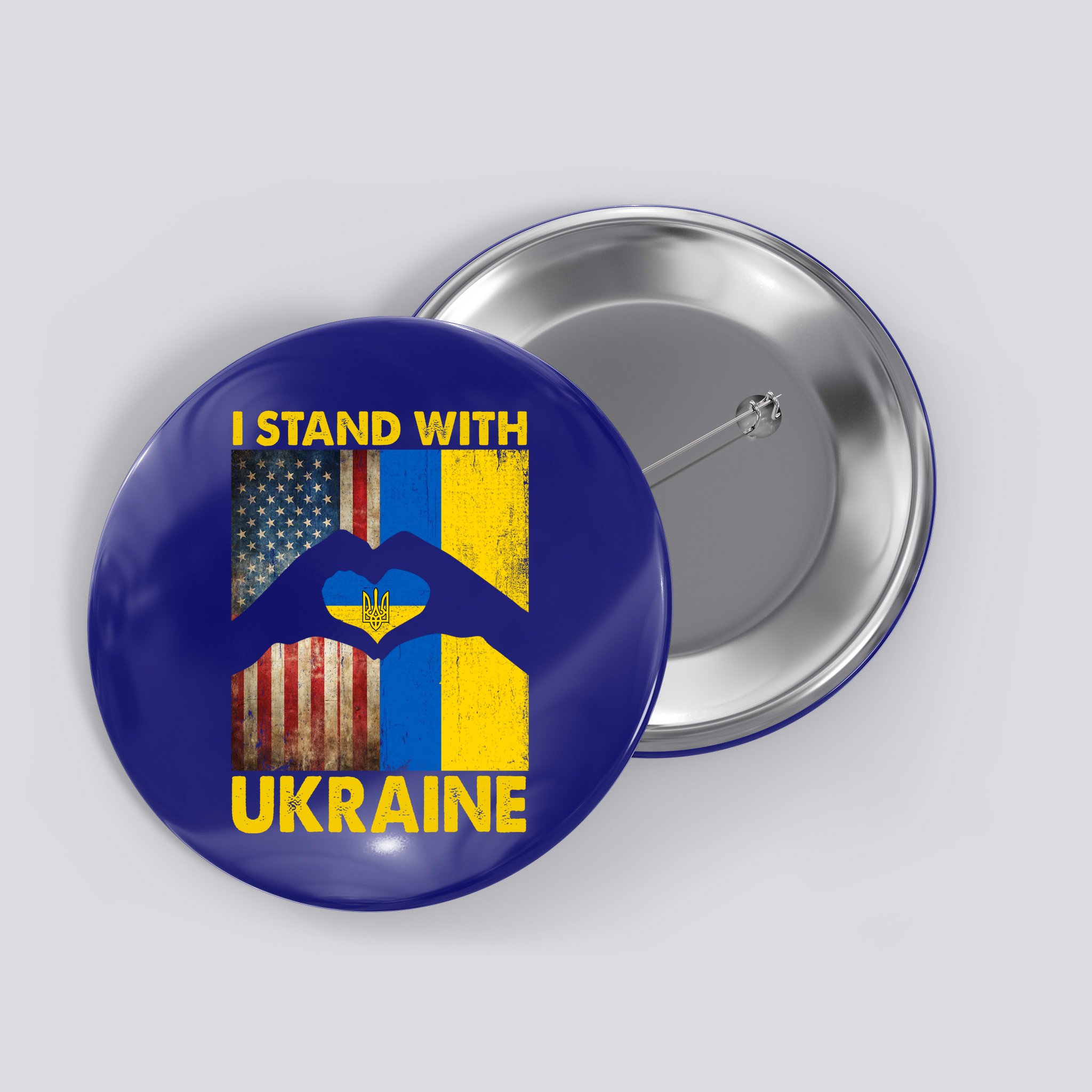 Support Ukraine I Stand With Us American Ukrainian Flag Button