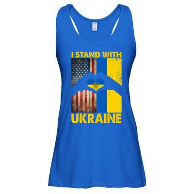 Support Ukraine I Stand With Us American Ukrainian Flag Ladies Essential Flowy Tank