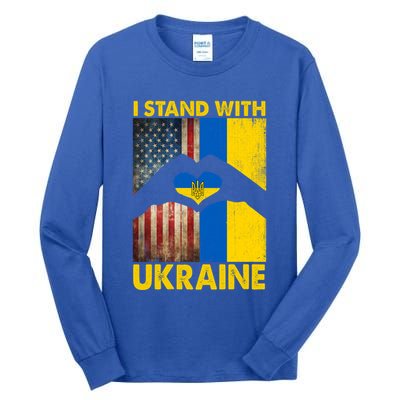 Support Ukraine I Stand With Us American Ukrainian Flag Tall Long Sleeve T-Shirt