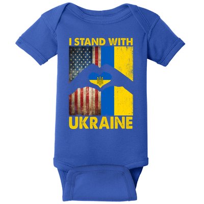 Support Ukraine I Stand With Us American Ukrainian Flag Baby Bodysuit