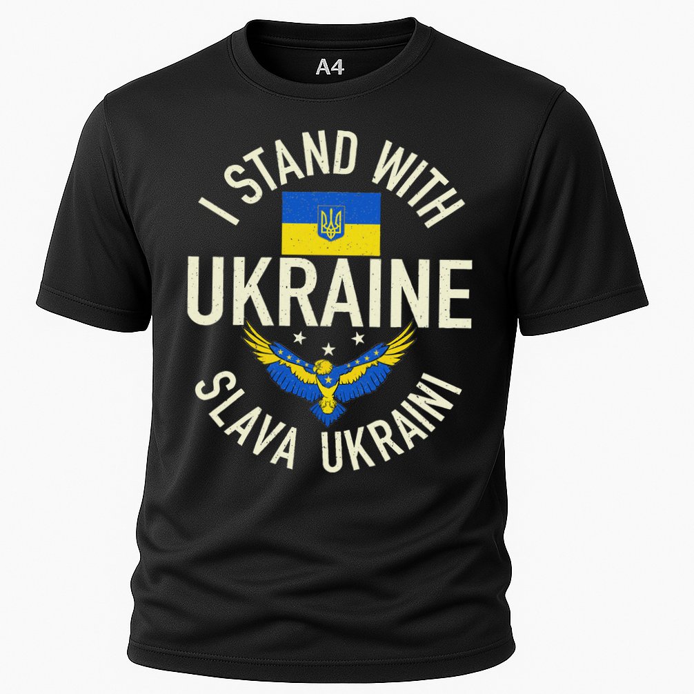 Support Ukraine I Stand With Ukraine Ukrainian Flag Patriot Cooling Performance Crew T-Shirt