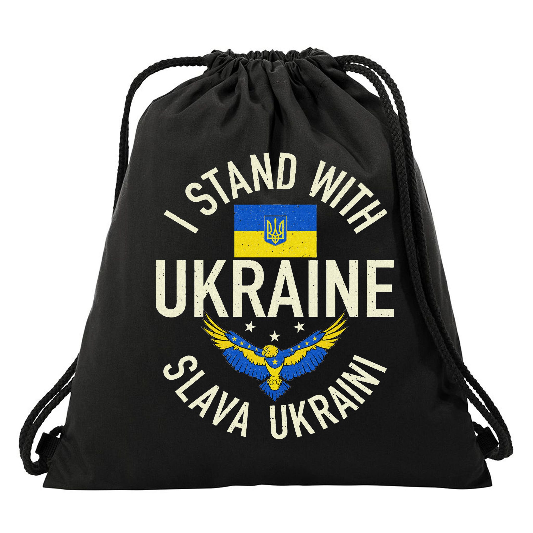 Support Ukraine I Stand With Ukraine Ukrainian Flag Patriot Drawstring Bag