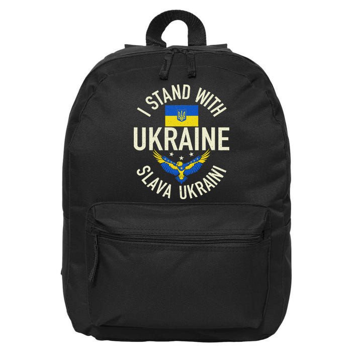 Support Ukraine I Stand With Ukraine Ukrainian Flag Patriot 16 in Basic Backpack