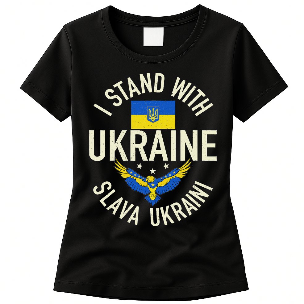 Support Ukraine I Stand With Ukraine Ukrainian Flag Patriot Womens T-Shirt