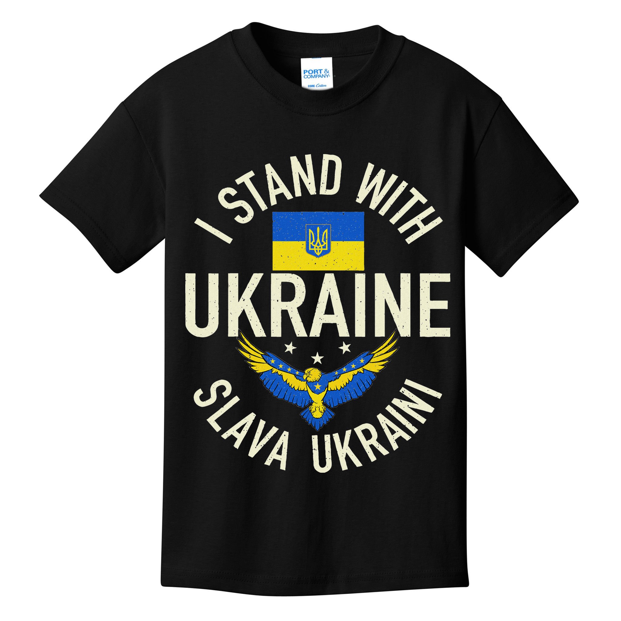 Support Ukraine I Stand With Ukraine Ukrainian Flag Patriot Kids T-Shirt