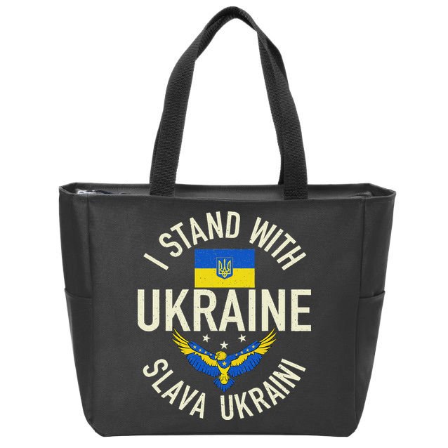 Support Ukraine I Stand With Ukraine Ukrainian Flag Patriot Zip Tote Bag