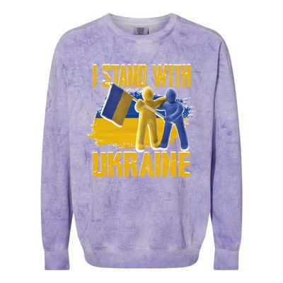 Support Ukraine I Stand With Ukraine Ukrainian Flag Clays Funny Gift Colorblast Crewneck Sweatshirt