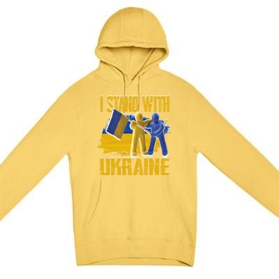 Support Ukraine I Stand With Ukraine Ukrainian Flag Clays Funny Gift Premium Pullover Hoodie