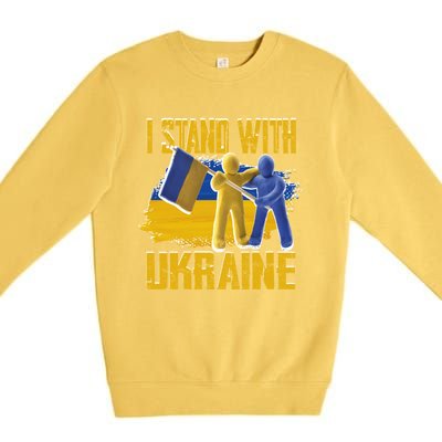 Support Ukraine I Stand With Ukraine Ukrainian Flag Clays Funny Gift Premium Crewneck Sweatshirt