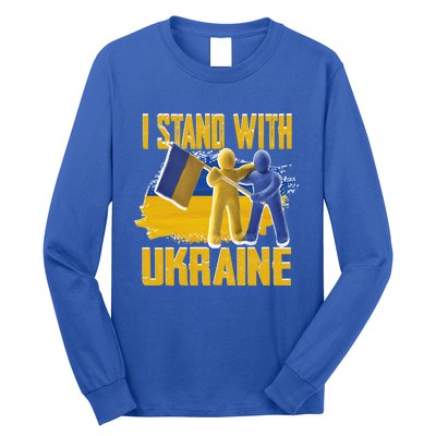 Support Ukraine I Stand With Ukraine Ukrainian Flag Clays Funny Gift Long Sleeve Shirt