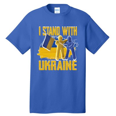 Support Ukraine I Stand With Ukraine Ukrainian Flag Clays Funny Gift Tall T-Shirt