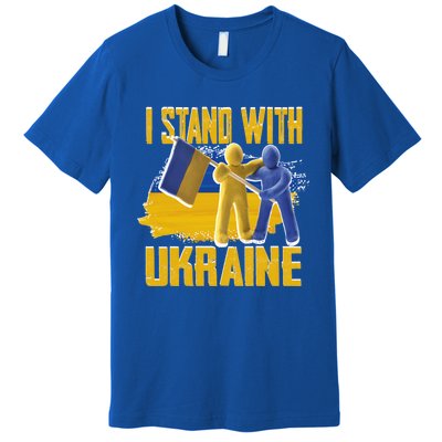 Support Ukraine I Stand With Ukraine Ukrainian Flag Clays Funny Gift Premium T-Shirt