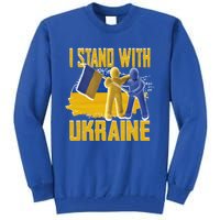 Support Ukraine I Stand With Ukraine Ukrainian Flag Clays Funny Gift Tall Sweatshirt