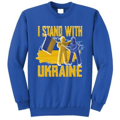 Support Ukraine I Stand With Ukraine Ukrainian Flag Clays Funny Gift Tall Sweatshirt