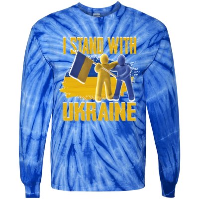 Support Ukraine I Stand With Ukraine Ukrainian Flag Clays Funny Gift Tie-Dye Long Sleeve Shirt