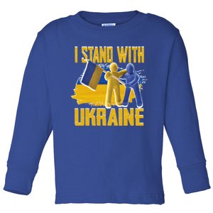 Support Ukraine I Stand With Ukraine Ukrainian Flag Clays Funny Gift Toddler Long Sleeve Shirt