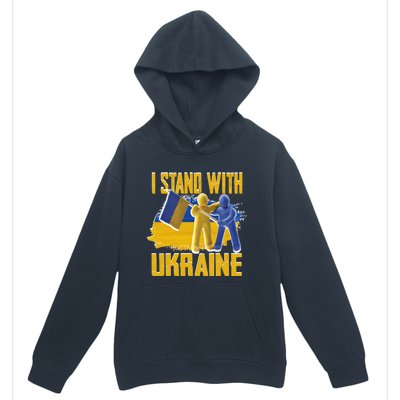 Support Ukraine I Stand With Ukraine Ukrainian Flag Clays Funny Gift Urban Pullover Hoodie