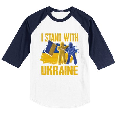 Support Ukraine I Stand With Ukraine Ukrainian Flag Clays Funny Gift Baseball Sleeve Shirt