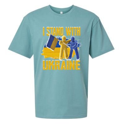 Support Ukraine I Stand With Ukraine Ukrainian Flag Clays Funny Gift Sueded Cloud Jersey T-Shirt