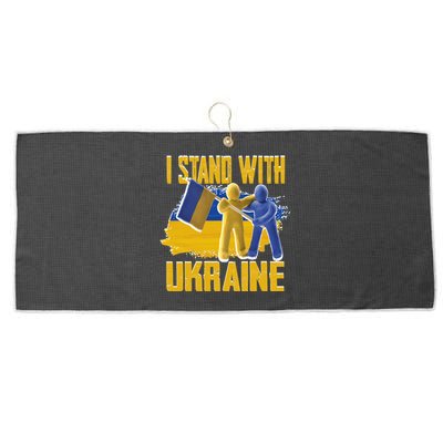 Support Ukraine I Stand With Ukraine Ukrainian Flag Clays Funny Gift Large Microfiber Waffle Golf Towel