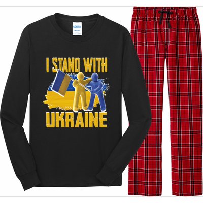 Support Ukraine I Stand With Ukraine Ukrainian Flag Clays Great Gift Long Sleeve Pajama Set