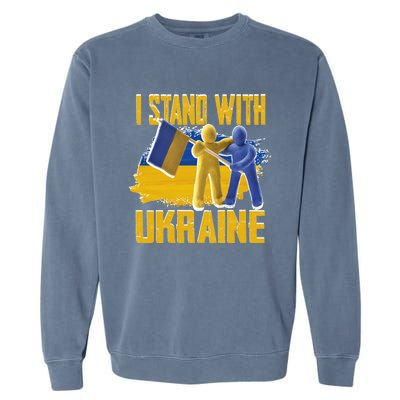 Support Ukraine I Stand With Ukraine Ukrainian Flag Clays Great Gift Garment-Dyed Sweatshirt