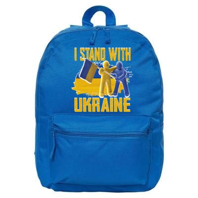 Support Ukraine I Stand With Ukraine Ukrainian Flag Clays Great Gift 16 in Basic Backpack