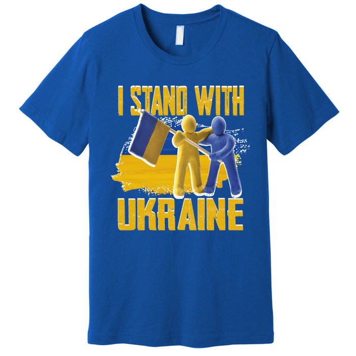 Support Ukraine I Stand With Ukraine Ukrainian Flag Clays Great Gift Premium T-Shirt