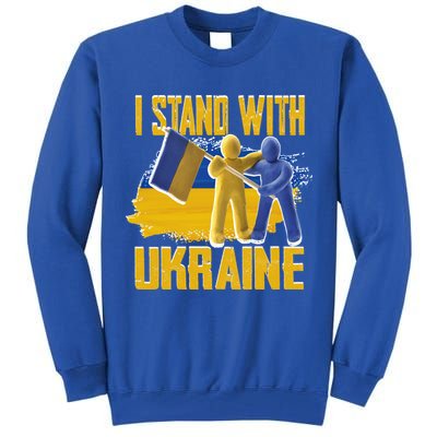 Support Ukraine I Stand With Ukraine Ukrainian Flag Clays Great Gift Tall Sweatshirt