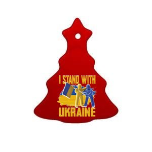 Support Ukraine I Stand With Ukraine Ukrainian Flag Clays Great Gift Ceramic Tree Ornament