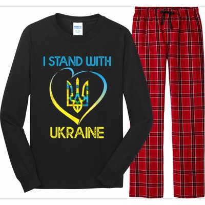 Support Ukraine I Stand With Ukraine Ukrainian Flag Gift Long Sleeve Pajama Set