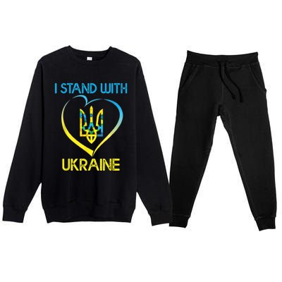 Support Ukraine I Stand With Ukraine Ukrainian Flag Gift Premium Crewneck Sweatsuit Set