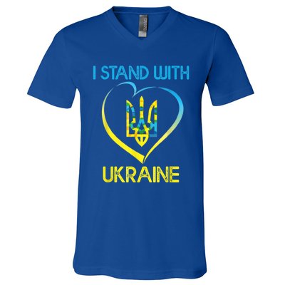 Support Ukraine I Stand With Ukraine Ukrainian Flag Gift V-Neck T-Shirt