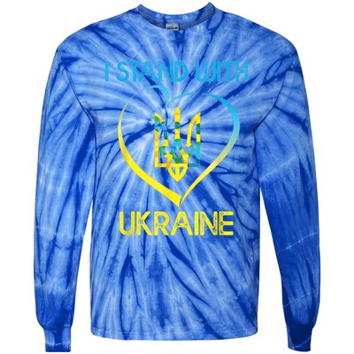 Support Ukraine I Stand With Ukraine Ukrainian Flag Gift Tie-Dye Long Sleeve Shirt