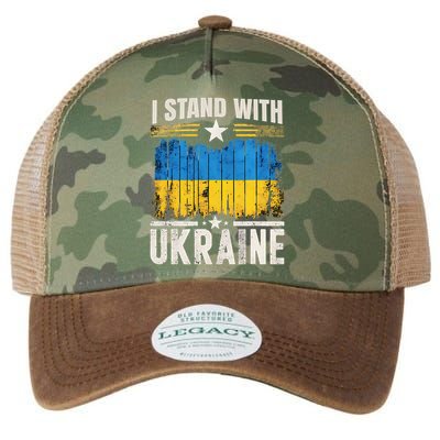Support Ukraine I Stand With Ukraine Ukrainian Flag Legacy Tie Dye Trucker Hat
