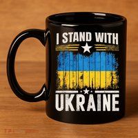 Support Ukraine I Stand With Ukraine Ukrainian Flag 11oz C Handle Ceramic Mug