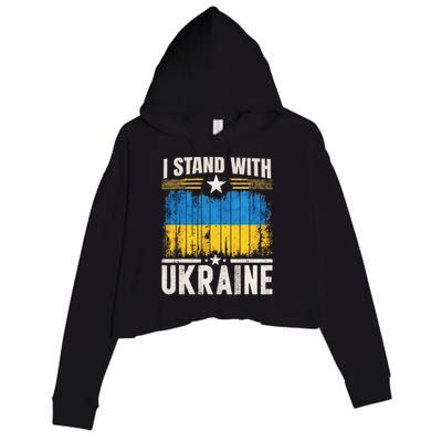 Support Ukraine I Stand With Ukraine Ukrainian Flag Crop Fleece Hoodie