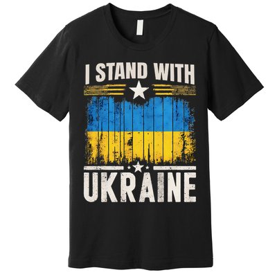 Support Ukraine I Stand With Ukraine Ukrainian Flag Premium T-Shirt