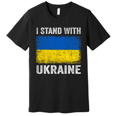 Support Ukraine I Stand With Ukraine Ukrainian Flag Premium T-Shirt