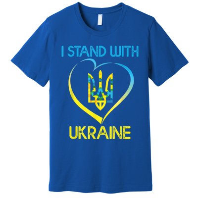 Support Ukraine I Stand With Ukraine Ukrainian Flag Funny Gift Premium T-Shirt