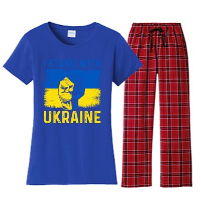 Support Ukraine I Stand With Ukraine Ukrainian Flag Meaningful Gift Women's Flannel Pajama Set