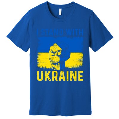 Support Ukraine I Stand With Ukraine Ukrainian Flag Meaningful Gift Premium T-Shirt