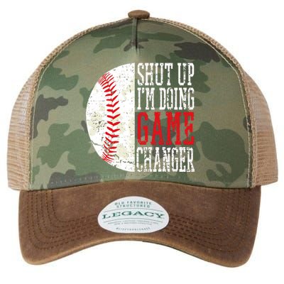 Shut Up IM Doing Game Changer Funny Baseball Players Legacy Tie Dye Trucker Hat