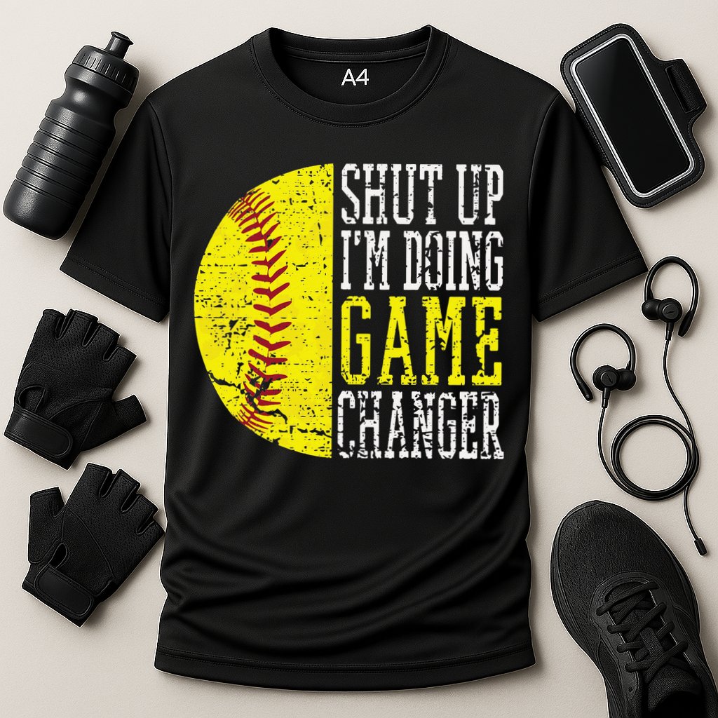 Shut Up I'm Doing Game Changer Funny Baseball Player Cooling Performance Crew T-Shirt