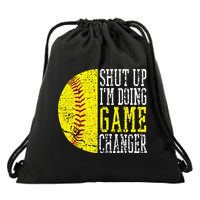 Shut Up I'm Doing Game Changer Funny Baseball Player Drawstring Bag