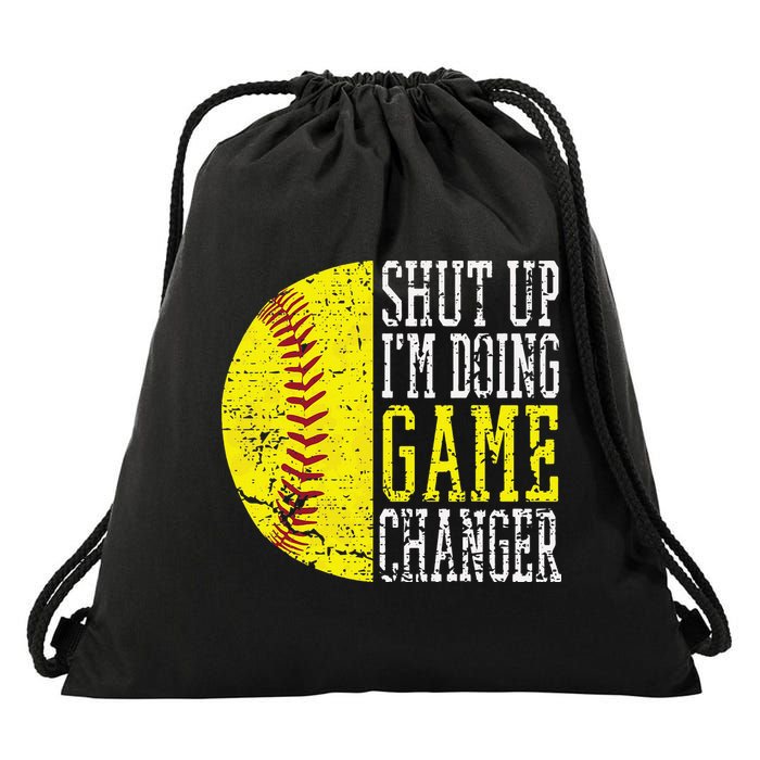 Shut Up I'm Doing Game Changer Funny Baseball Player Drawstring Bag