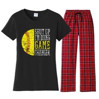 Shut Up I'm Doing Game Changer Funny Baseball Player Women's Flannel Pajama Set