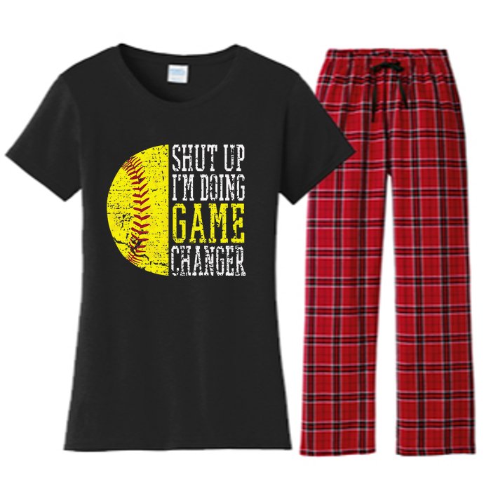 Shut Up I'm Doing Game Changer Funny Baseball Player Women's Flannel Pajama Set